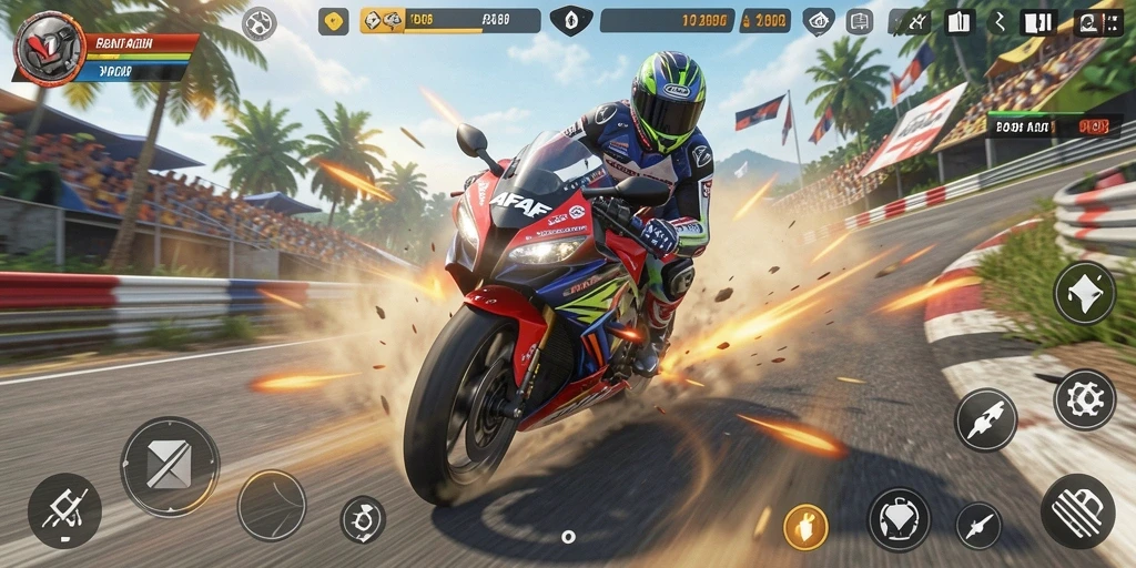 Tangkapan layar AFAF menampilkan aksi balap motor yang mendebarkan.