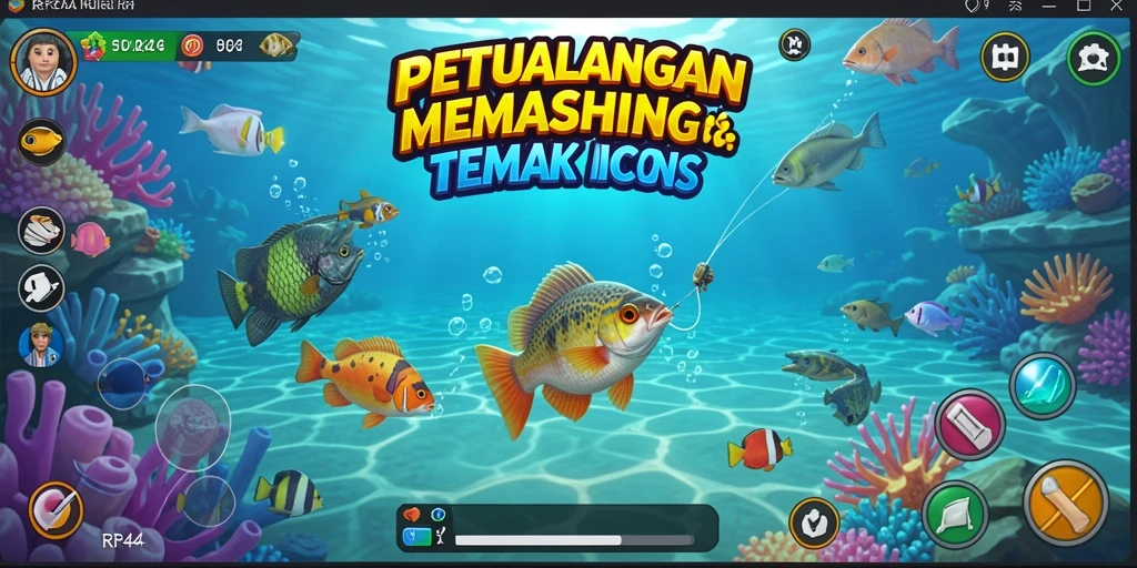 Tampilan gameplay seru di RR44 dengan berbagai ikan yang menunggu untuk ditangkap.