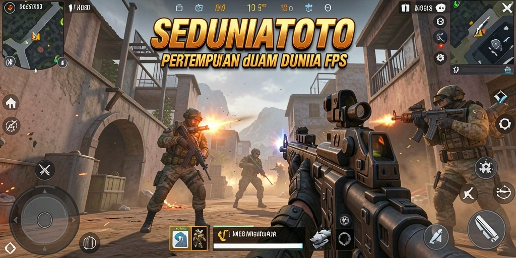 Tangkapan layar gameplay SEDUNIATOTO yang intens dalam aksi FPS.
