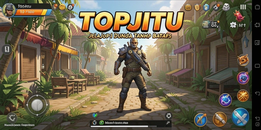 Tangkapan layar gameplay TOPJITU menunjukkan aksi seru di dunia terbuka.
